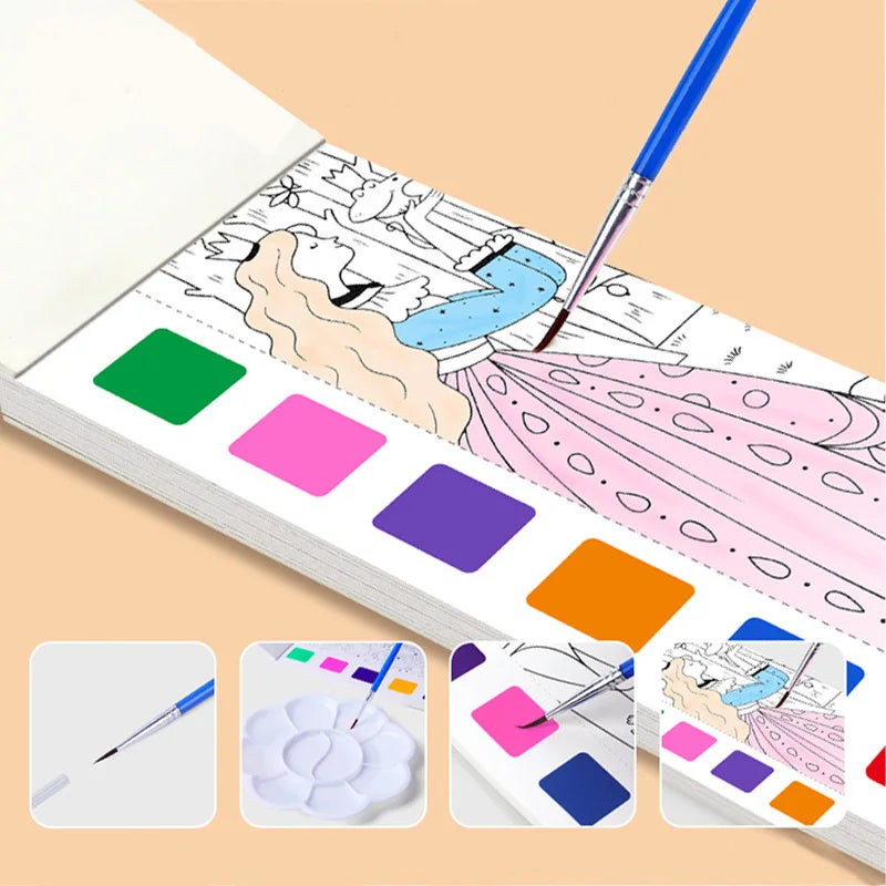 Livro de Colorir Infantil com Aquarela – 24 Páginas