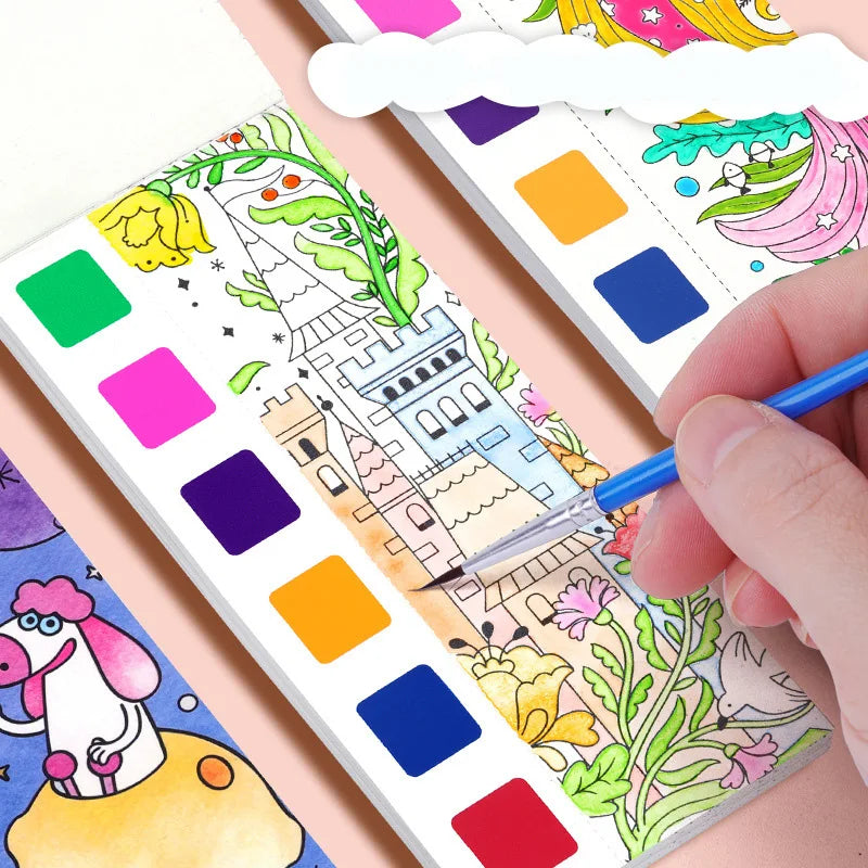 Livro de Colorir Infantil com Aquarela – 24 Páginas